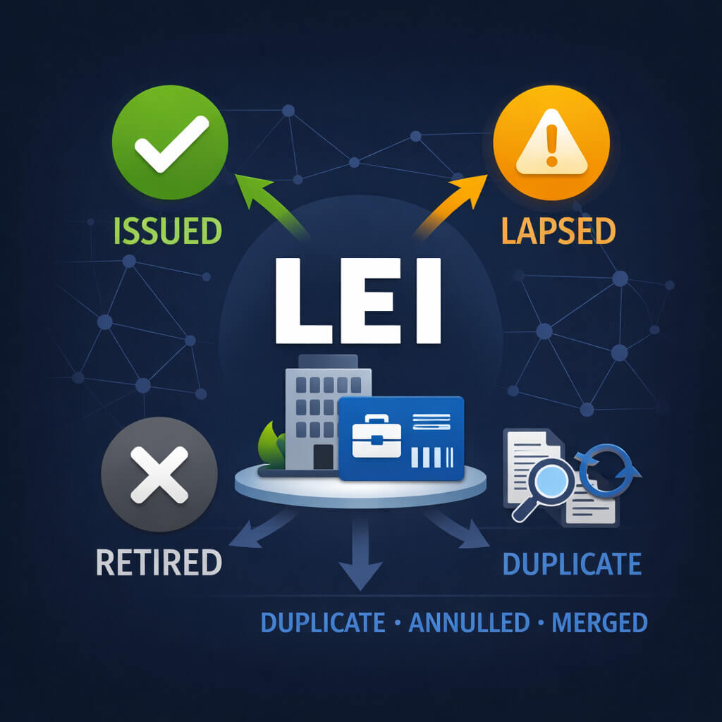 Articolo che spiega perché lo stato LEI è importante, inclusi gli stati emesso, decaduto, ritirato e di eccezione nel sistema LEI